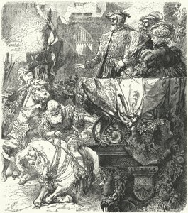 Hertig Ulrich av Wuttemberg ödmjukar sig inför den helige romerske kejsaren Karl V, 1548 av Hermann Vogel