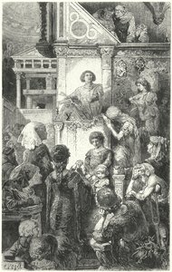 Giovanni Boccaccio reciterar Dantes Divine Comedy för folket i Florens, 1300-talet av Hermann Vogel