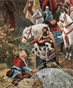 Henry the Fowler erbjöds kronan när han fångst fåglar, 1900, 1936. av Hermann Vogel