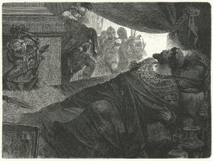Mithridates VI av Pontus försöker begå självmord genom att ta gift, 63 f.Kr av Hermann Vogel