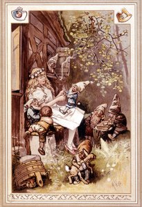 Snövit och dvärg sju. Illustration av Hermann Vogel