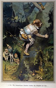 Den vågade pojken var allas åtlöje. Saga om bröderna Jacob Grimm (1785-1863) och Wilhelm Grimm (1786-1859). Illustration av Vogel. av Hermann Vogel