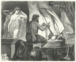 Atenskulptören Praxiteles ateljé av Hermann Vogel
