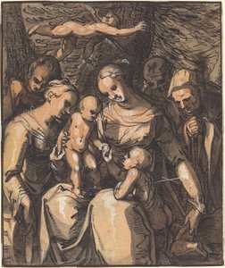 Den heliga familjen med heliga [recto]