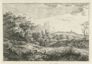 Landskap med herde och kvinna av Hermanus Fock
