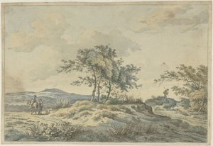 Landskap med ryttare och fotgängare Landskap med tre träd och resenärer av Hermanus Fock