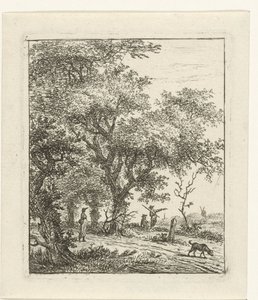 Landskap med kvinna och hund