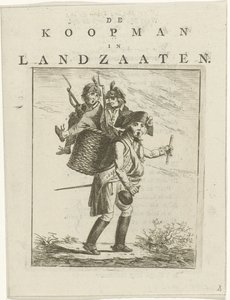 Sångblad och tecknad film med soldater Tecknad film om Willem V Köpmannen i Landzaaten (titel på objekt)