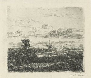 Landskap med en kvarn av Hermanus Jan Hendrik van Rijkelijkhuysen