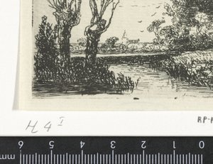 Landskap med två pillar av Hermanus Jan Hendrik van Rijkelijkhuysen