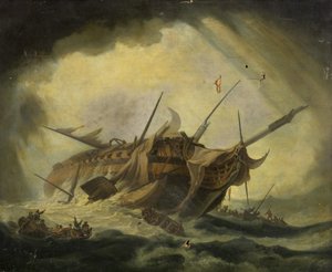 Sjunkande fregatt (olja på duk)