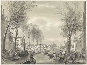 Restaureringsarbete på Steenschuur efter katastrofen, 1807 av Hermanus Numan (possibly)