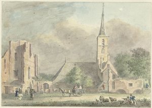 Kyrka och ruinerna av klostret i Rijnsburg