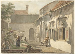 Innergård med figurer i Utrecht