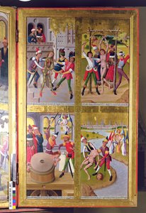 Scener från St. Victors liv från den inre delen av den högra yttre flygeln av det tidigare huvudaltaret i St. Nicholass Church, 1481 (tempera på panel)