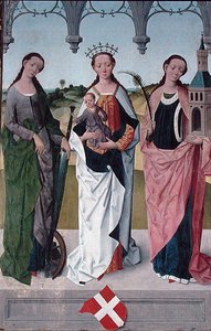 St. Catherine, the Virgin Mary och St. Barbara, från Högaltaret i St. Nicholas Church, 1481 (detalj) (se 197688-90, 197692)