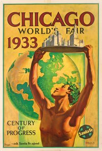 Affisch som annonserar 1933 års världsutställning i Chicago av Hernando Villa