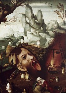 The Temptation of St Anthony (Temptation of St Anthony) Detaljmålning av Henri Met de Bles dit Civetta (1480-1550) Dim 78,5x97,2 cm Venedig Museo Correr