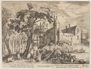 Maersen - Höst, från Årstiderna, utsikt över slott i närheten av Amsterdam