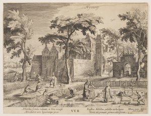 Nyenroy - Vår, från Årstiderna, utsikt över slott i närheten av Amsterdam