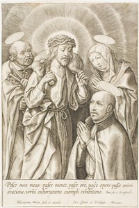 Ignatius av Loyola knäböjande inför Kristus, Jungfru Maria och S:t Peter