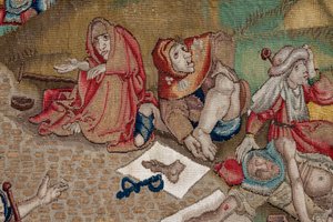 Gobeläng inspirerad av Hieronymus Boschs verk, ca 1560 (guld, silver, siden och ull)