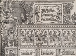 Den övre delen av den högra portalen, med inskriften på ett hjorthud, en fris med ..., 1515.