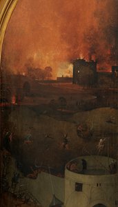 Detalj av den högra panelen i den sista domen (olja på panel) av Hieronymus Bosch