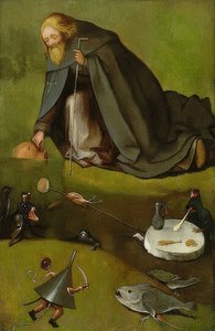 Frestelsen av Sankt Antonius. Runt 1500-10 av Hieronymus Bosch