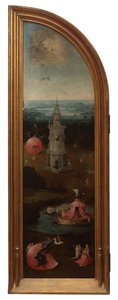 最後の審判の左パネル（パネルに油彩）スウェーデン語 av Hieronymus Bosch