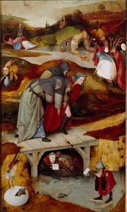Triptyk av frestelser (detalj) 1505-1506 (olja på duk) av Hieronymus Bosch