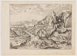 Abraham och Isak på väg till offret, ur Landskap med bibliska och mytologiska scener
