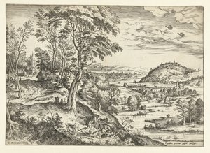Cephalus och Procris Landskap med bibliska och mytologiska scener (serietitel) av Hieronymus Cock