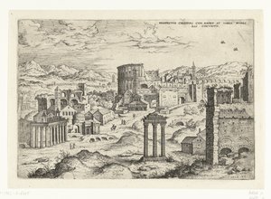 Visa på Forum Romanum (titel på objekt) Romerska ruiner (serietitel) av Hieronymus Cock