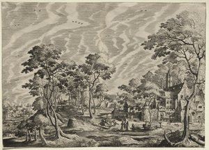 Landskap med ett slott till höger, 1630.