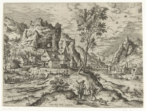Tobias och ängeln Landskap med bibliska och mytologiska scener (serietitel) av Hieronymus Cock
