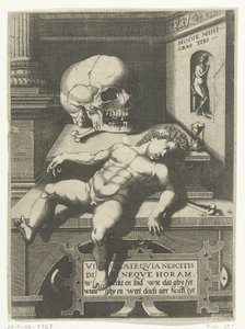 Vanitas föreställning med barn och skalle (Hodi mihi krat tibi / Today I, tomorrow du)