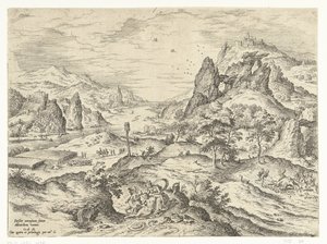 Venus sörjer Adonis död Landskap med bibliska och mytologiska scener (serietitel) av Hieronymus Cock