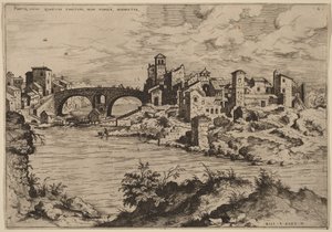 Utsikt över Ponte Quattro Capi och Tiberön