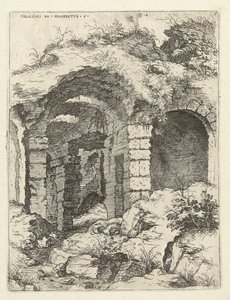 Sjätte utsikten över Colosseum i Rom Colossi to prospect vs 6 (titel på objekt) Romerska ruiner (serietitel) av Hieronymus Cock