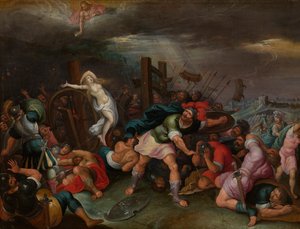 Sankta Katarina av Alexandrias martyrskap (olja på panel)