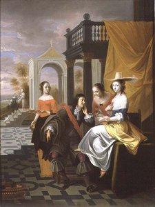 A gentleman paying court, 1661 (panel)