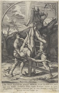 Korsfästelsen av Peter av Hieronymus Wierix