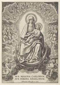 Maria med Kristusbarnet på halvmånen Ave Regina Caelorvm, Ave Domina Angelorvm (titel på objekt)