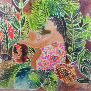 Potter in the Tropics (färgat bläck på siden) av Hilary Simon
