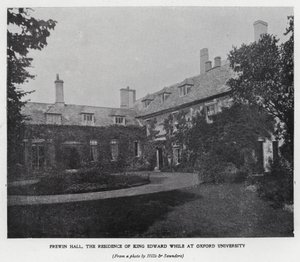 Frewin Hall, residens för kung Edward VII medan han studerade vid Oxford University (s/v foto)
