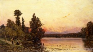 Solnedgång, vid flodens kant, 1904