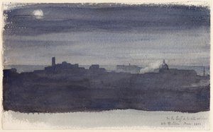 Utsikt över Rom på natten av Hippolyte Flandrin