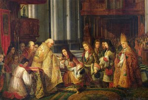Ludvig XIV:s (1638-1715) inträde till katedralen Saint-Omer, detalj av Hippolyte Joseph Cuvelier