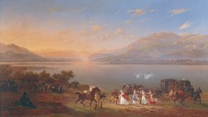 Kejsarinnan Josephine (1763-1814) anländer för att besöka Napoleon (1769-1821) i Italien vid Gardasjöns strand